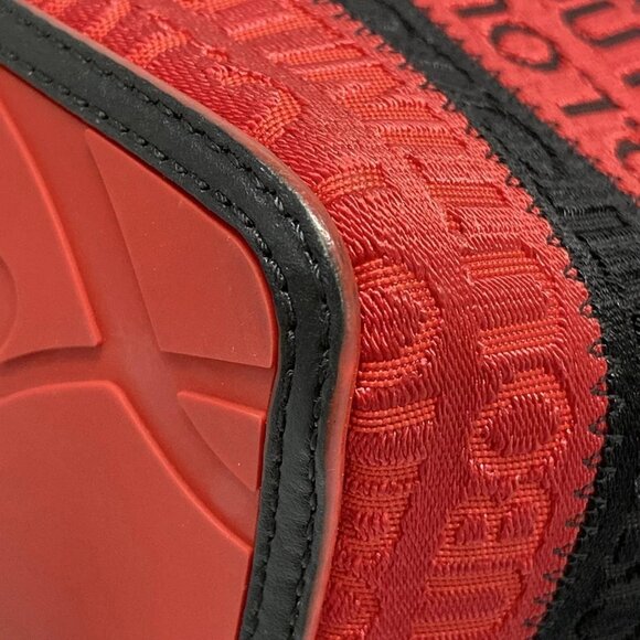 Auth CHRISTIAN LOUBOUTIN Cabata Small Red Black Jacquard Leather Tote Bag - Picture 9 of 16